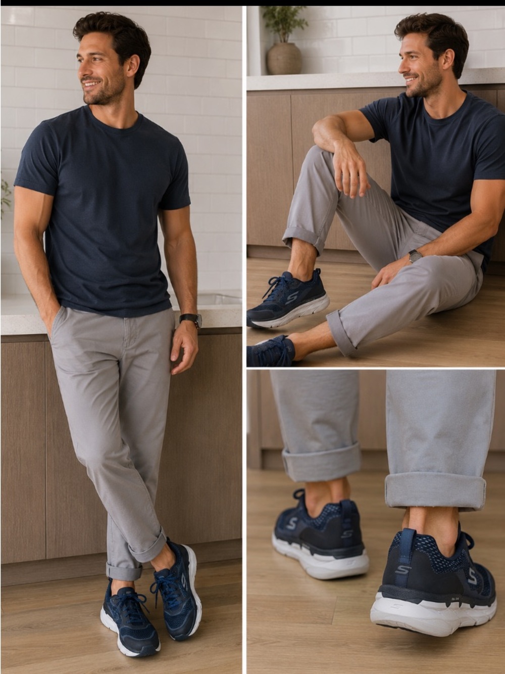 Skechers Navy and White Ultra GO Men's Walking Sneakers